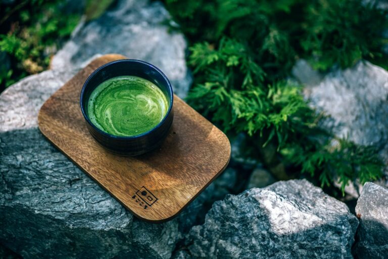 Matcha powder and whisk