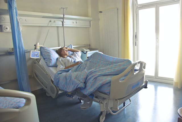 Patient resting in a hospital bed